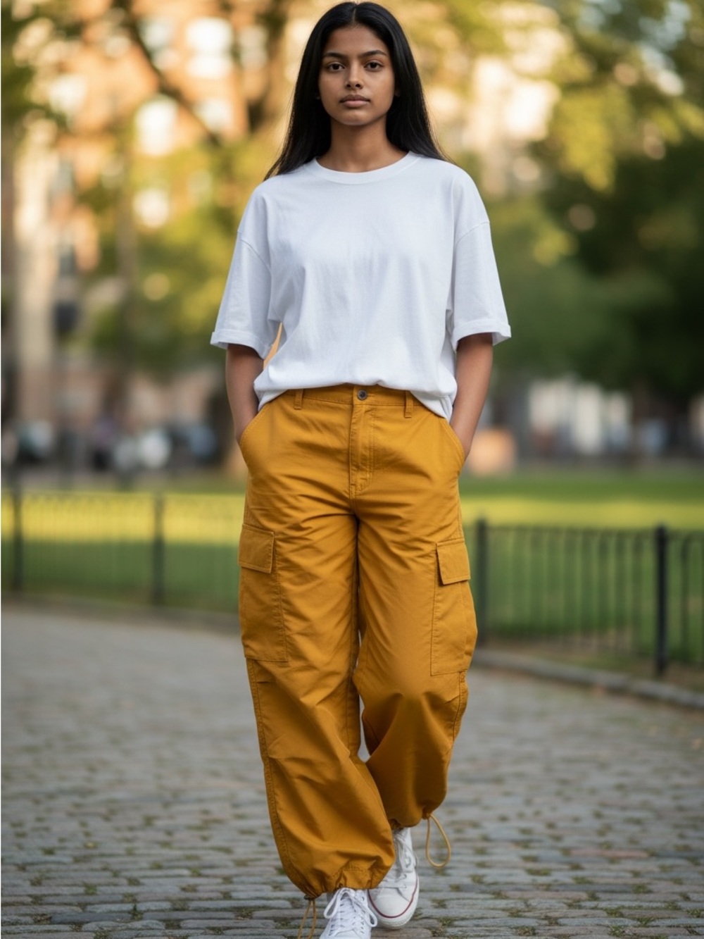 Utility Cargo Women's Shorts in Mustard